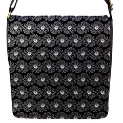 Black And White Gerbera Daisy Vector Tile Pattern Flap Messenger Bag (s) by GardenOfOphir