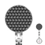 Black And White Gerbera Daisy Vector Tile Pattern Stainless Steel Nurses Watches Front