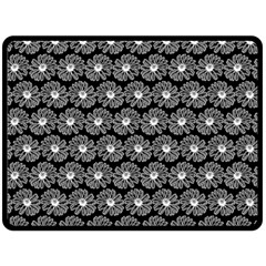 Black And White Gerbera Daisy Vector Tile Pattern Double Sided Fleece Blanket (large)  by GardenOfOphir