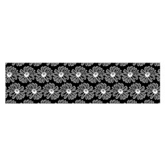 Black And White Gerbera Daisy Vector Tile Pattern Satin Scarf (oblong) by GardenOfOphir