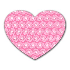 Pink Gerbera Daisy Vector Tile Pattern Heart Mousepads by GardenOfOphir