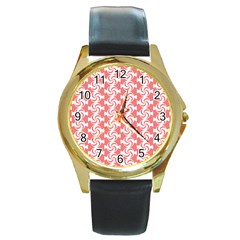 Candy Illustration Pattern  Round Gold Metal Watches by GardenOfOphir