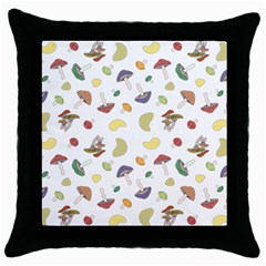 Mushrooms Pattern Throw Pillow Cases (black) by Famous