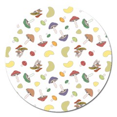 Mushrooms Pattern Magnet 5  (round) by Famous