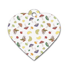 Mushrooms Pattern Dog Tag Heart (two Sides) by Famous