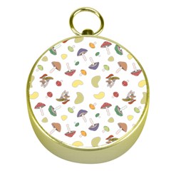 Mushrooms Pattern Gold Compasses by Famous