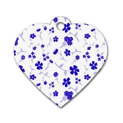 Sweet Shiny Flora Blue Dog Tag Heart (one Side) by ImpressiveMoments