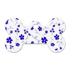Sweet Shiny Flora Blue Dog Tag Bone (two Sides) by ImpressiveMoments