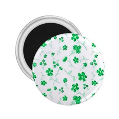 Sweet Shiny Floral Green 2 25  Magnets