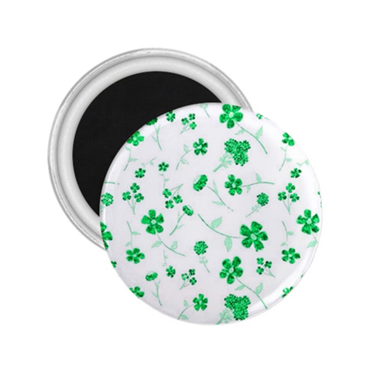 Sweet Shiny Floral Green 2.25  Magnets