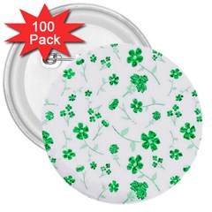 Sweet Shiny Floral Green 3  Buttons (100 Pack)  by ImpressiveMoments