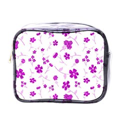 Sweet Shiny Floral Pink Mini Toiletries Bags by ImpressiveMoments