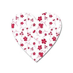 Sweet Shiny Floral Red Heart Magnet
