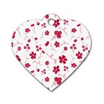 Sweet Shiny Floral Red Dog Tag Heart (One Side) Front