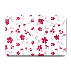 Sweet Shiny Floral Red Small Doormat  by ImpressiveMoments