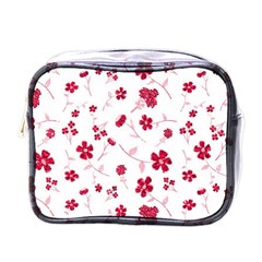 Sweet Shiny Floral Red Mini Toiletries Bags by ImpressiveMoments