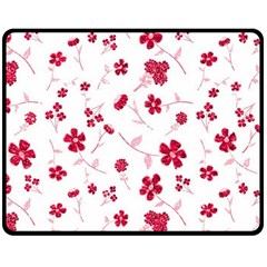Sweet Shiny Floral Red Double Sided Fleece Blanket (medium)  by ImpressiveMoments