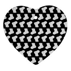 Black And White Cute Baby Socks Illustration Pattern Heart Ornament (2 Sides) by GardenOfOphir