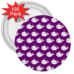 Cute Whale Illustration Pattern 3  Buttons (100 Pack)  by GardenOfOphir