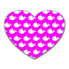 Cute Whale Illustration Pattern Heart Mousepads by GardenOfOphir