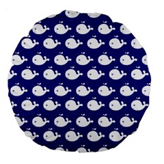 Cute Whale Illustration Pattern Large 18  Premium Flano Round Cushions by GardenOfOphir