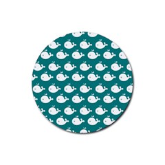 Cute Whale Illustration Pattern Rubber Round Coaster (4 pack) 