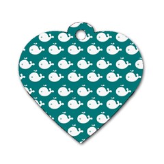 Cute Whale Illustration Pattern Dog Tag Heart (Two Sides)
