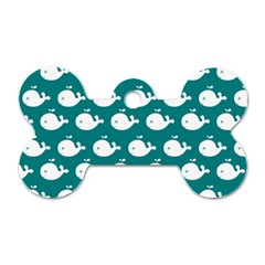 Cute Whale Illustration Pattern Dog Tag Bone (One Side)