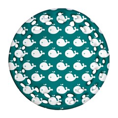 Cute Whale Illustration Pattern Round Filigree Ornament (2Side)