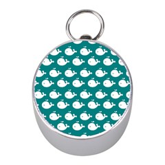 Cute Whale Illustration Pattern Mini Silver Compasses