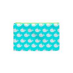 Cute Whale Illustration Pattern Cosmetic Bag (xs) by GardenOfOphir