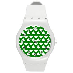 Cute Whale Illustration Pattern Round Plastic Sport Watch (m) by GardenOfOphir