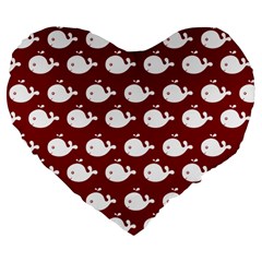 Cute Whale Illustration Pattern Large 19  Premium Flano Heart Shape Cushions by GardenOfOphir