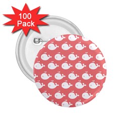 Cute Whale Illustration Pattern 2 25  Buttons (100 Pack)  by GardenOfOphir