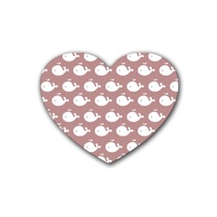 Cute Whale Illustration Pattern Rubber Coaster (heart)  by GardenOfOphir