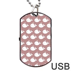 Cute Whale Illustration Pattern Dog Tag Usb Flash (one Side)