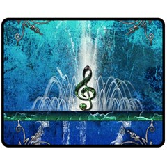 Clef With Water Splash And Floral Elements Fleece Blanket (medium) 