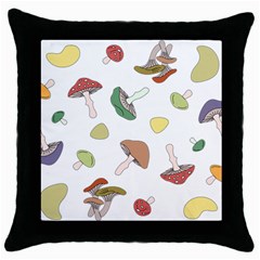 Mushrooms Pattern 02 Throw Pillow Cases (black) by Famous