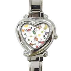 Mushrooms Pattern 02 Heart Italian Charm Watch