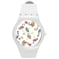 Mushrooms Pattern 02 Round Plastic Sport Watch (m) by Famous