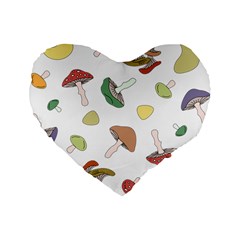 Mushrooms Pattern 02 Standard 16  Premium Flano Heart Shape Cushions by Famous