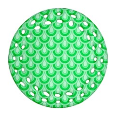 Awesome Retro Pattern Green Round Filigree Ornament (2Side)