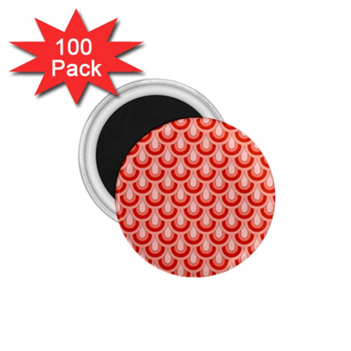 Awesome Retro Pattern Red 1.75  Magnets (100 pack) 