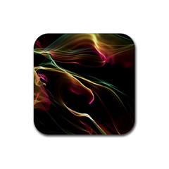 Glowing, Colorful  Abstract Lines Rubber Coaster (Square) 