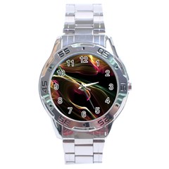 Glowing, Colorful  Abstract Lines Stainless Steel Men s Watch