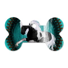 Beautiful Horse With Water Splash  Dog Tag Bone (two Sides) by FantasyWorld7