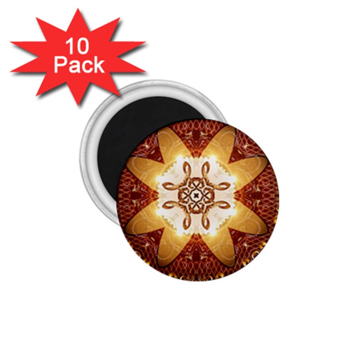 Elegant, Decorative Kaleidoskop In Gold And Red 1.75  Magnets (10 pack) 