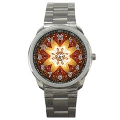 Elegant, Decorative Kaleidoskop In Gold And Red Sport Metal Watches by FantasyWorld7