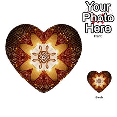 Elegant, Decorative Kaleidoskop In Gold And Red Multi-purpose Cards (heart)  by FantasyWorld7