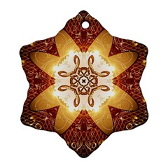 Elegant, Decorative Kaleidoskop In Gold And Red Ornament (snowflake)  by FantasyWorld7